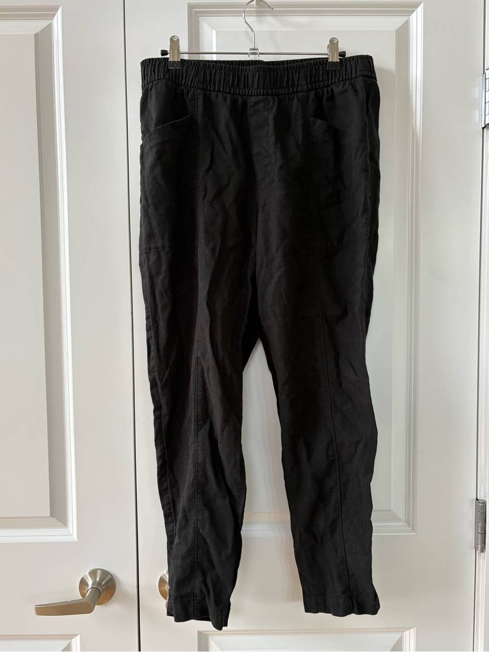 Linen Blend Old Navy High Rise Straight Taper Pants Elastic Waistband